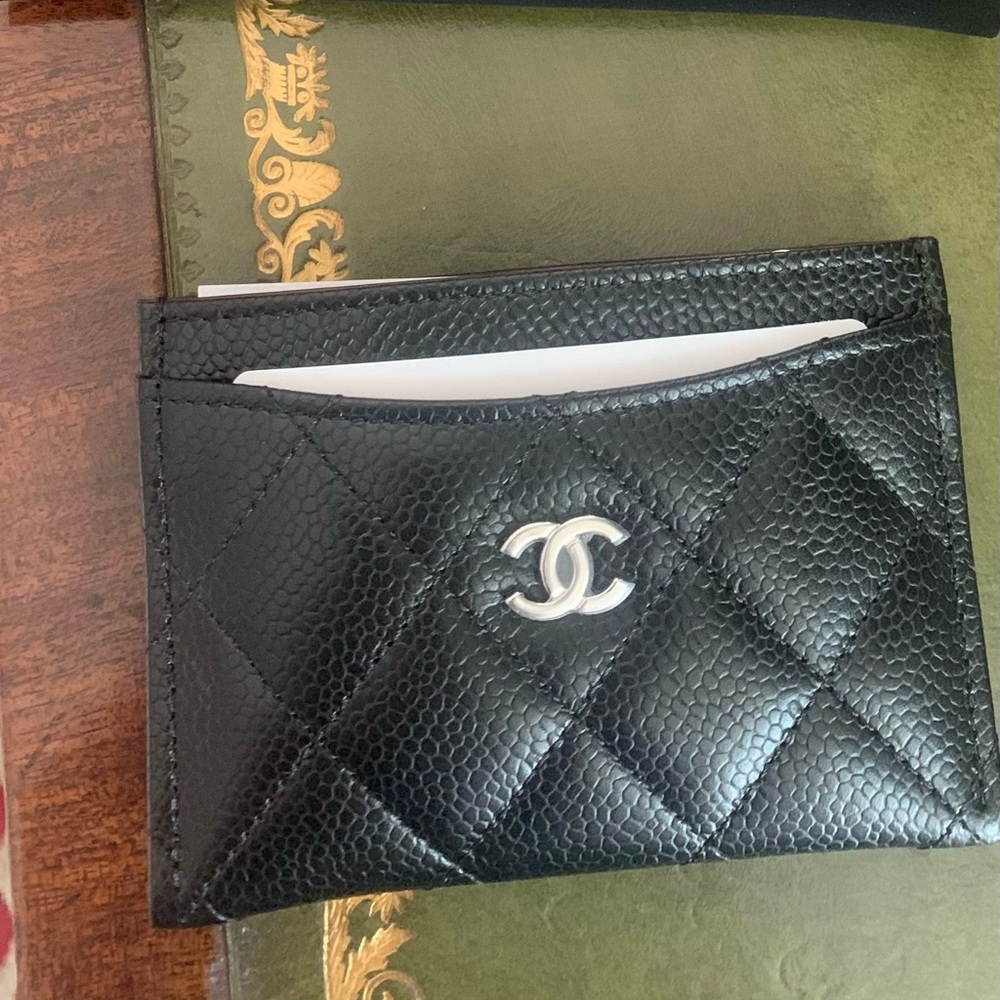 Authentic Lambskin Quilted Card Holder Black